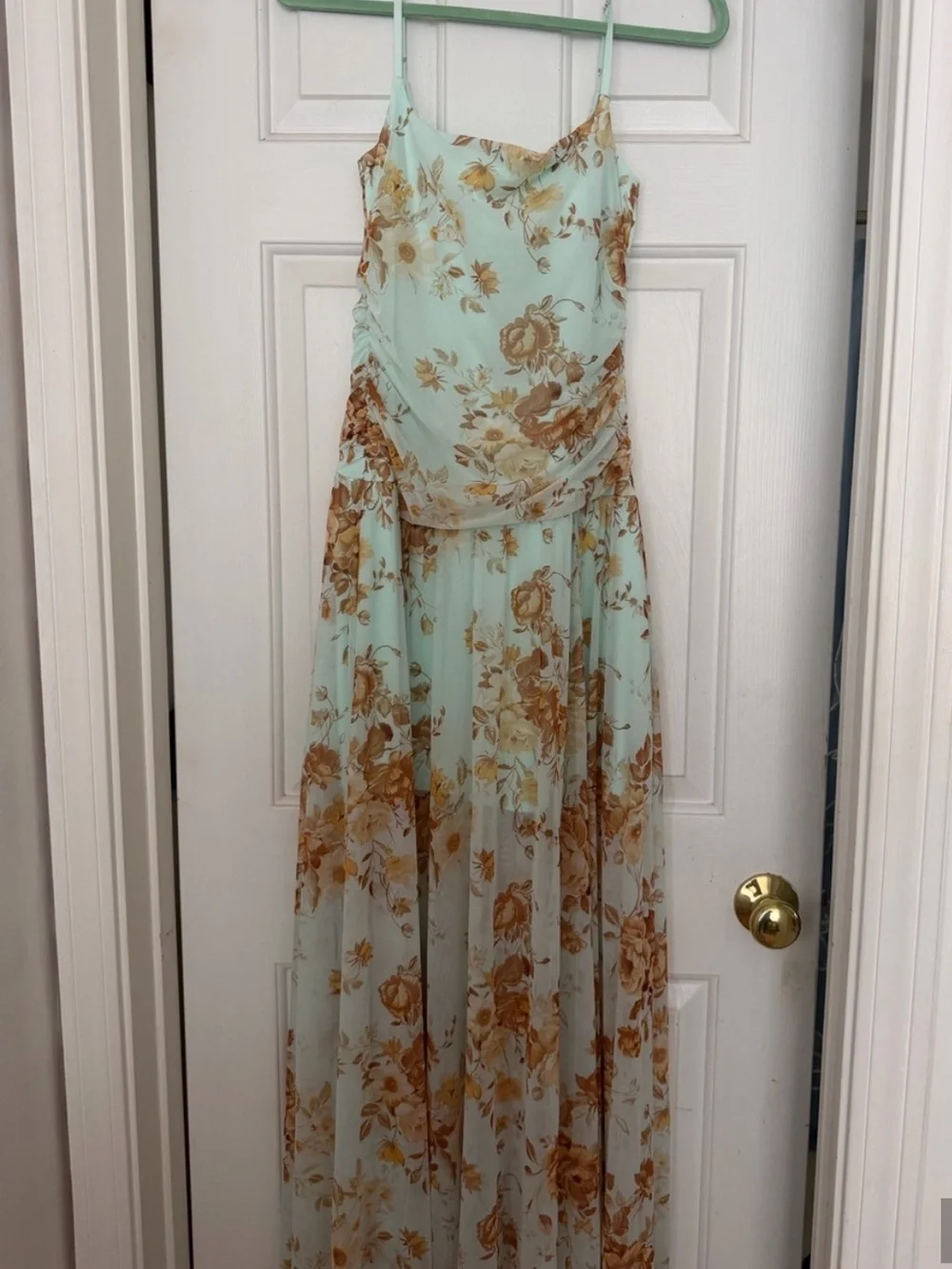 Abercrombie & Fitch Mint and Tan Floral Maxi Dress